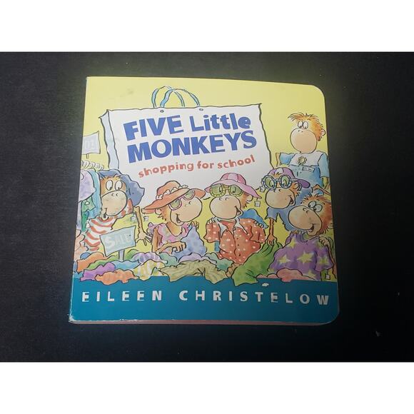 Five Little Monkeys Go Shopping for School Eileen Christelow Board Book - Picture 9 of 9